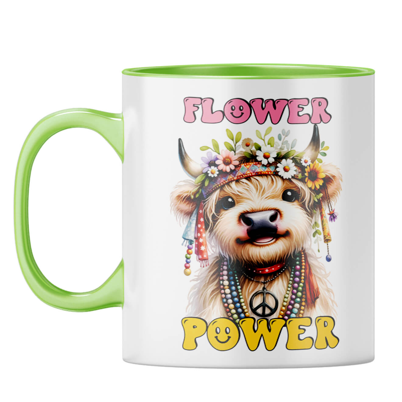 Flower Power Coffee Mug Light Green
