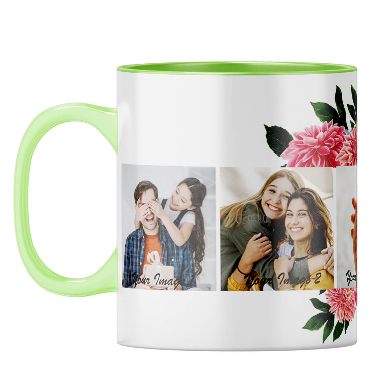 Flowery Coffee Mug Light Green