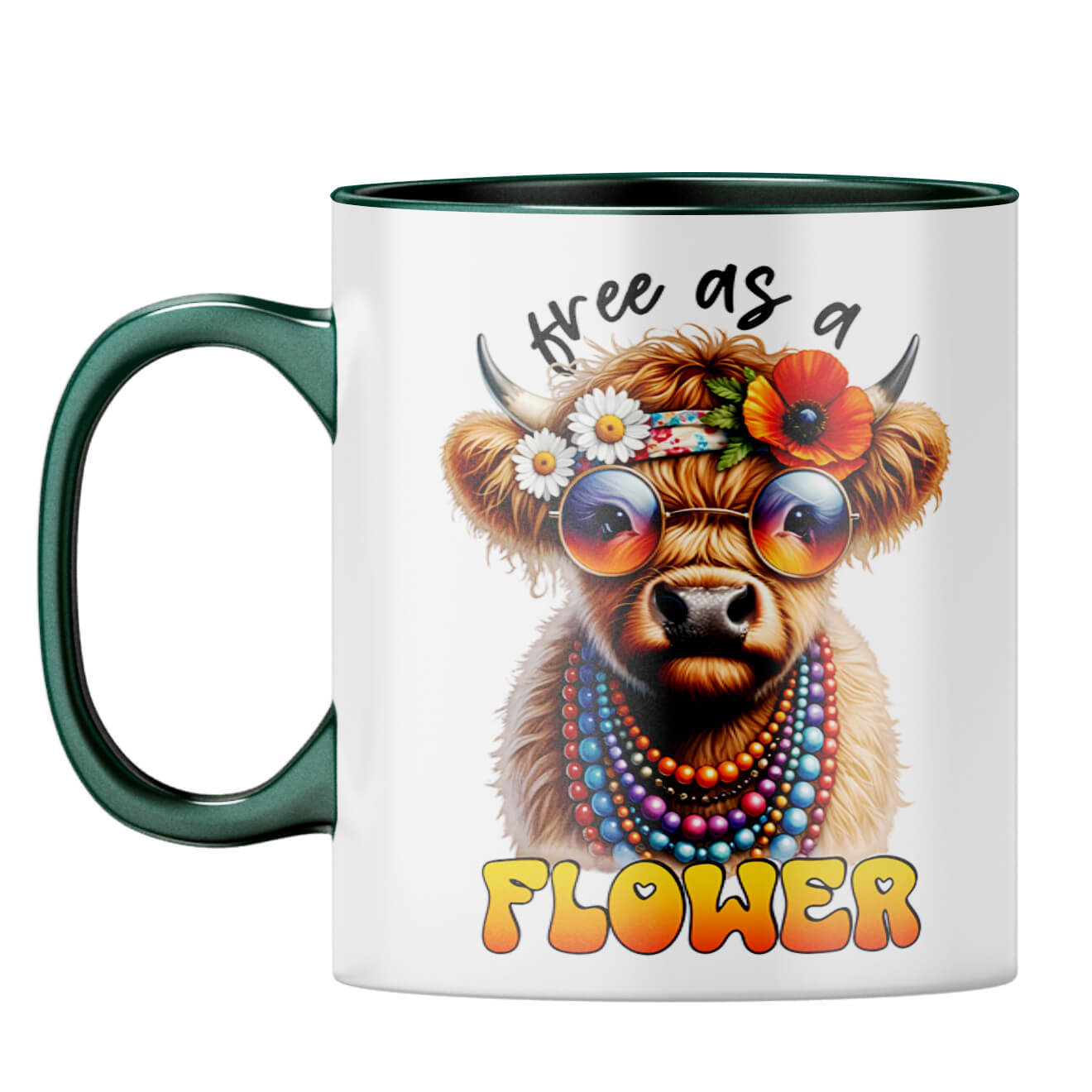 Free As A Flower Coffee Mug Dark Green