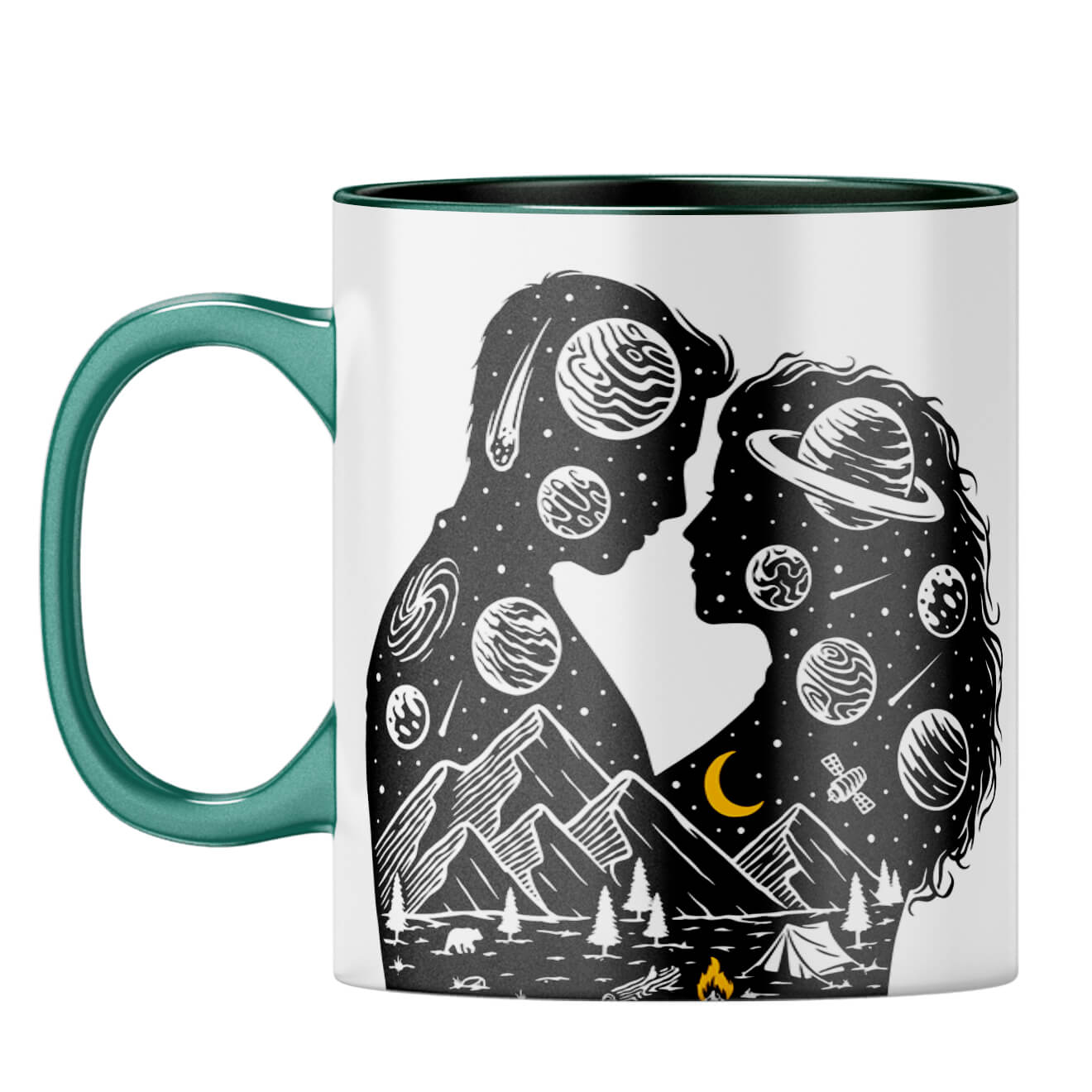 Gift for Aventurous Couples Coffee Mug Dark Green