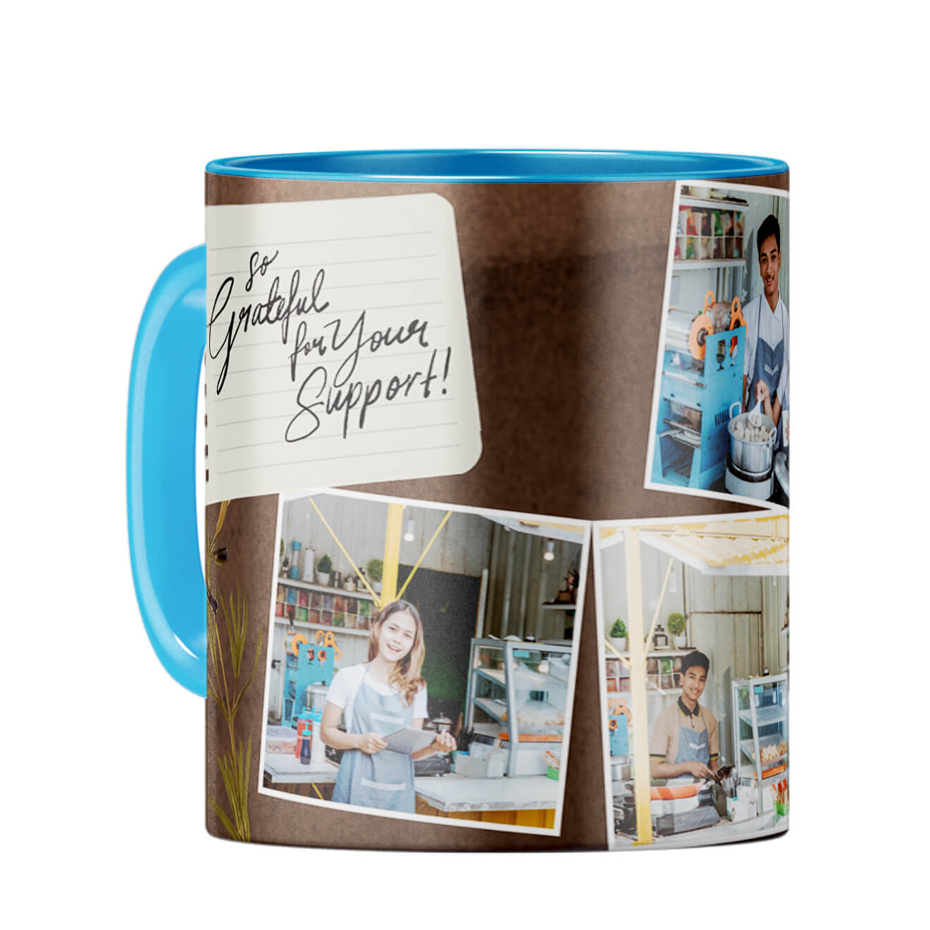 Grateful for Support Coffee Mug Light Blue