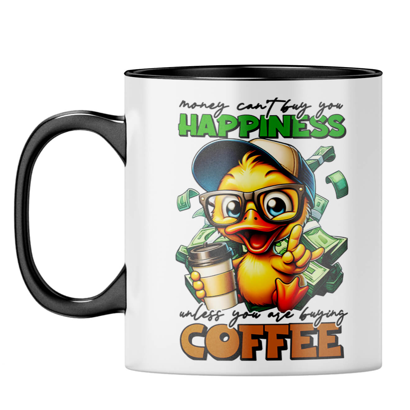 Happiness is Coffee Coffee Mug Black