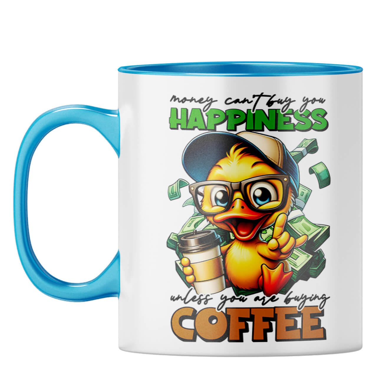 Happiness is Coffee Coffee Mug Light Blue