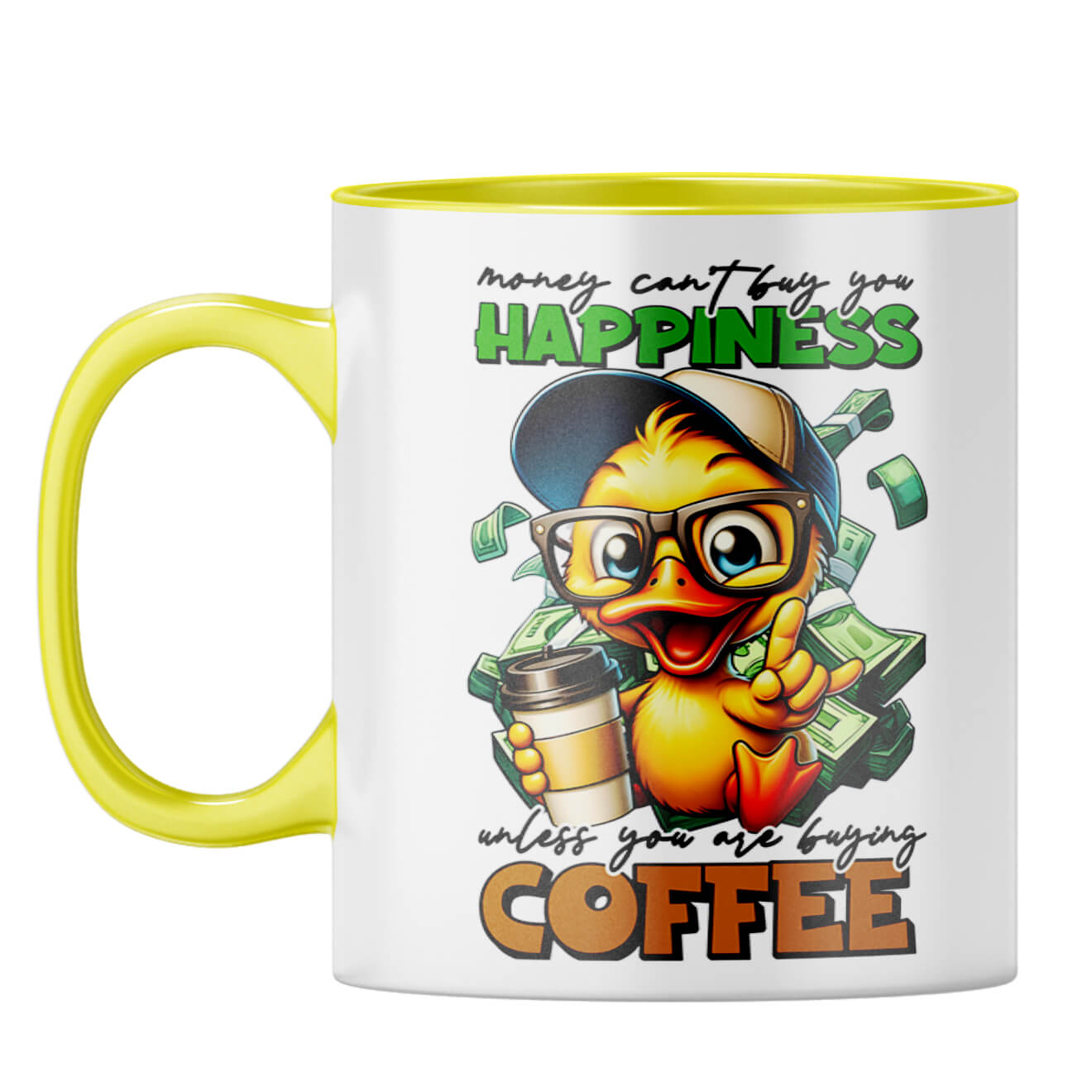 Happiness is Coffee Coffee Mug Yellow