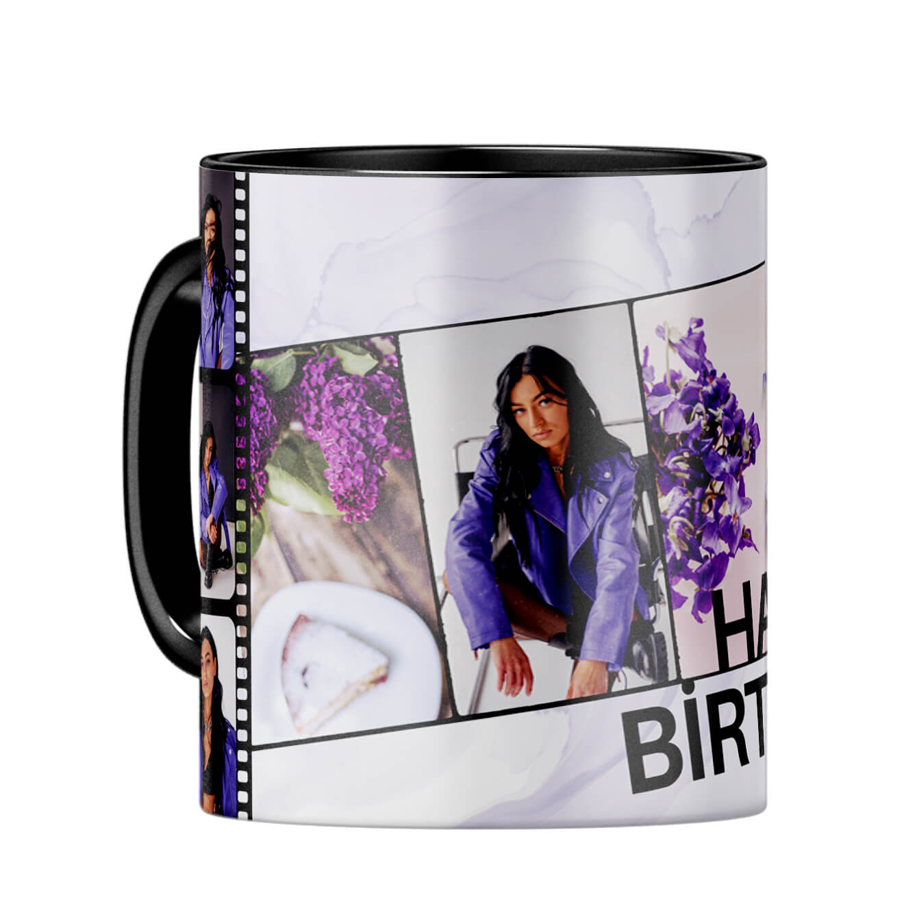 Happy Birthday Photo Collage Coffee Mug Black