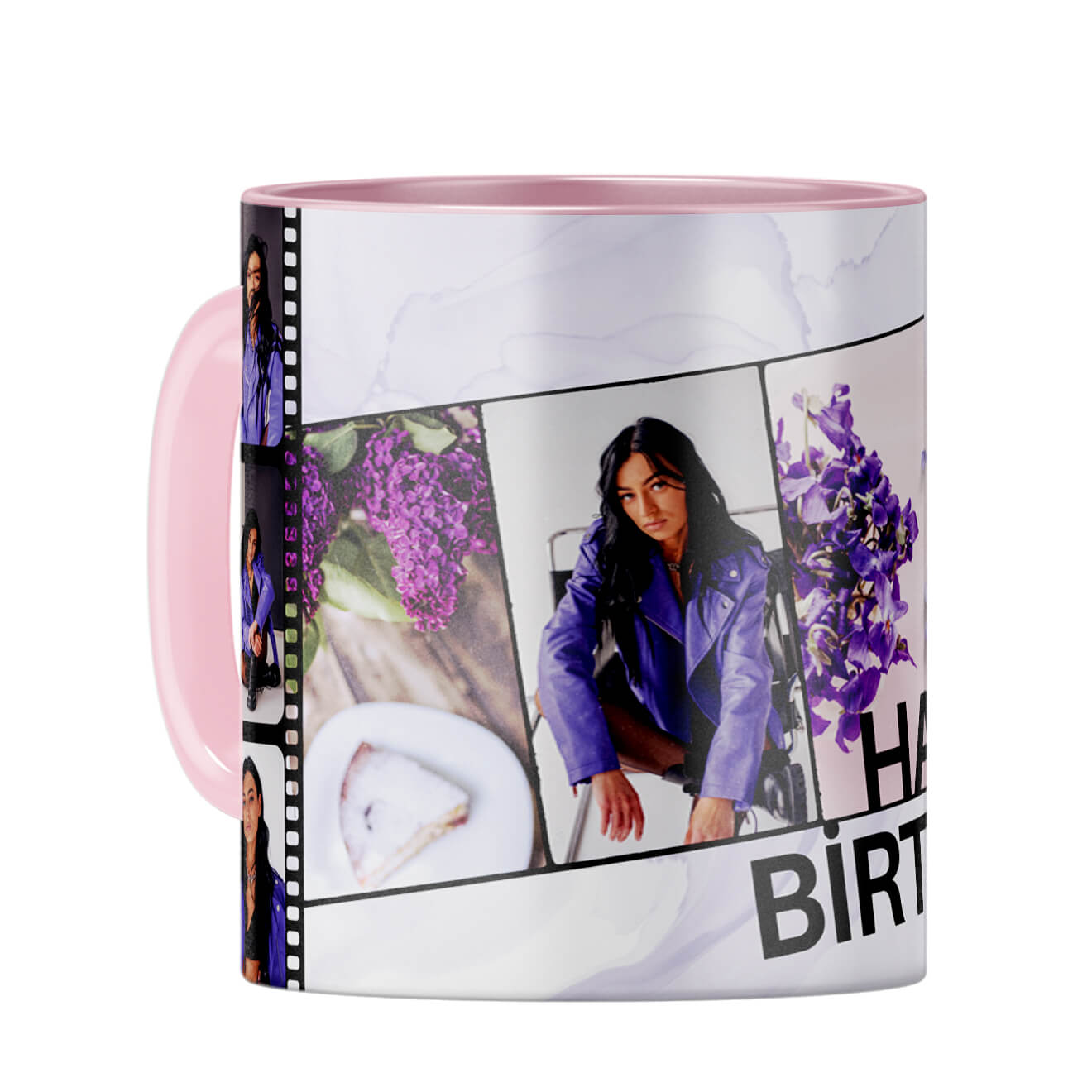 Happy Birthday Photo Collage Coffee Mug Pink
