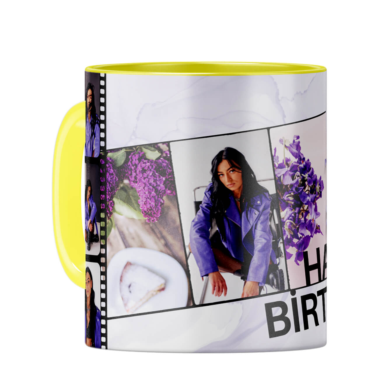 Happy Birthday Photo Collage Coffee Mug Yellow