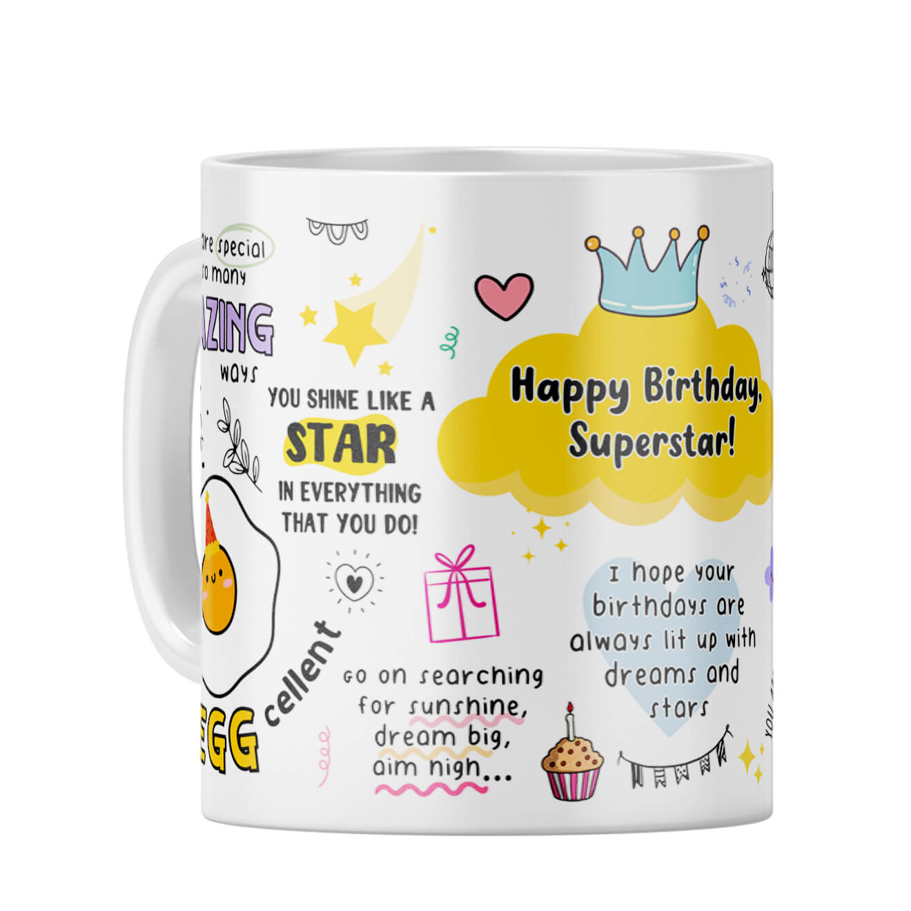 Happy Birthday Superstar Coffee Mug White