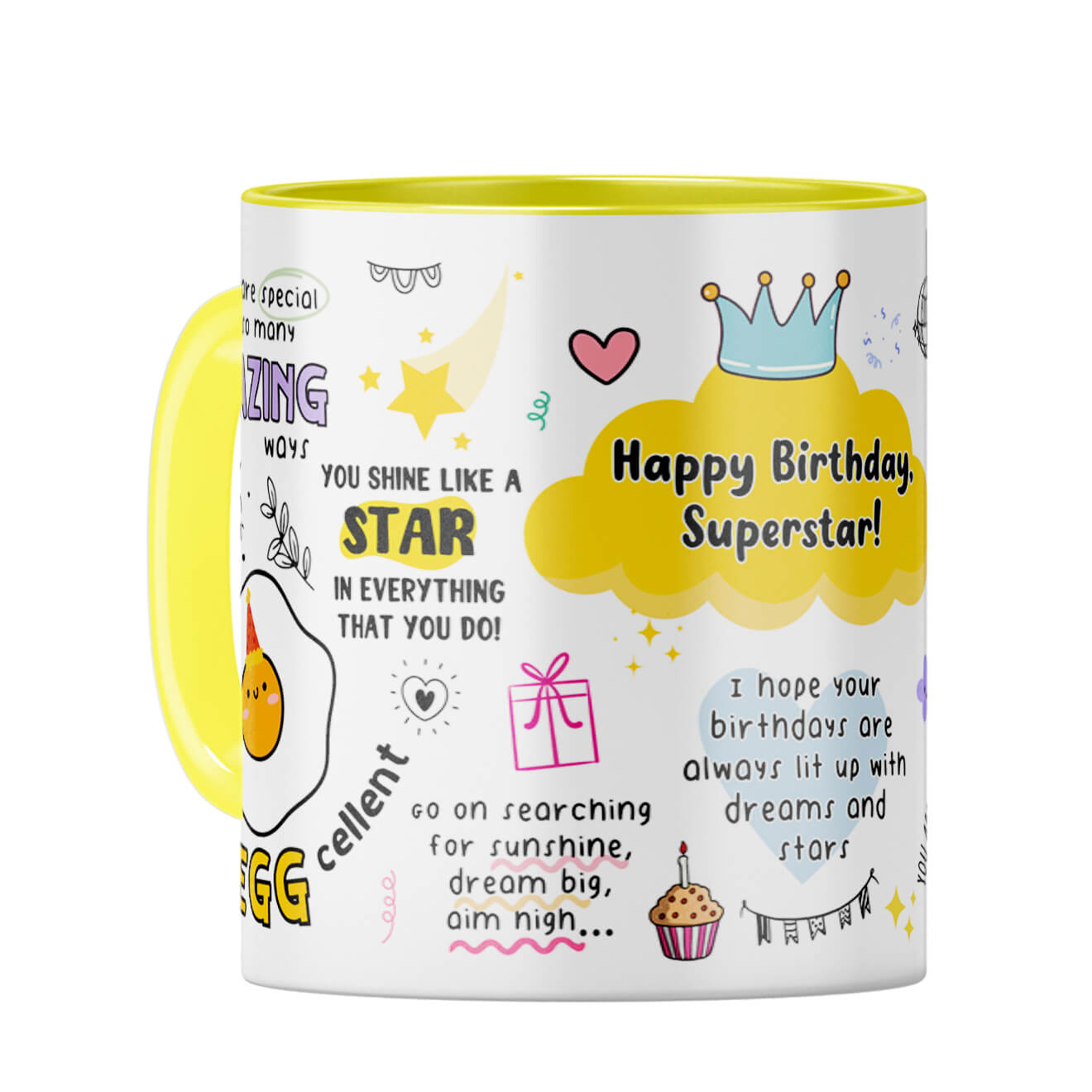 Happy Birthday Superstar Coffee Mug Yellow