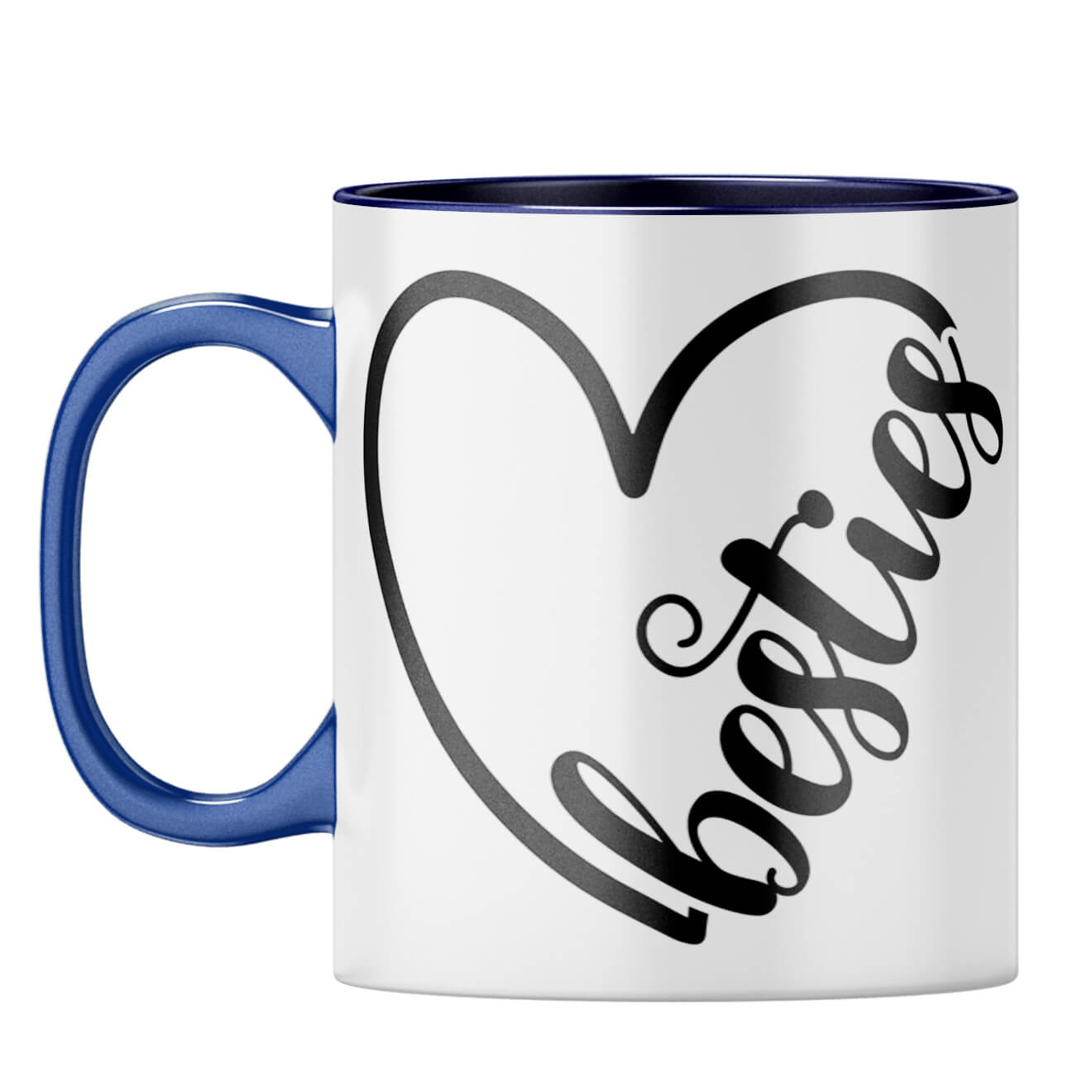Heart Besties Coffee Mug Dark Blue