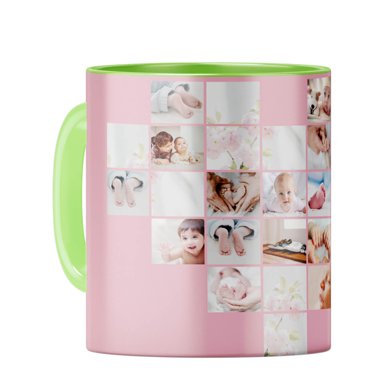 Heart Collage Coffee Mug Light Green