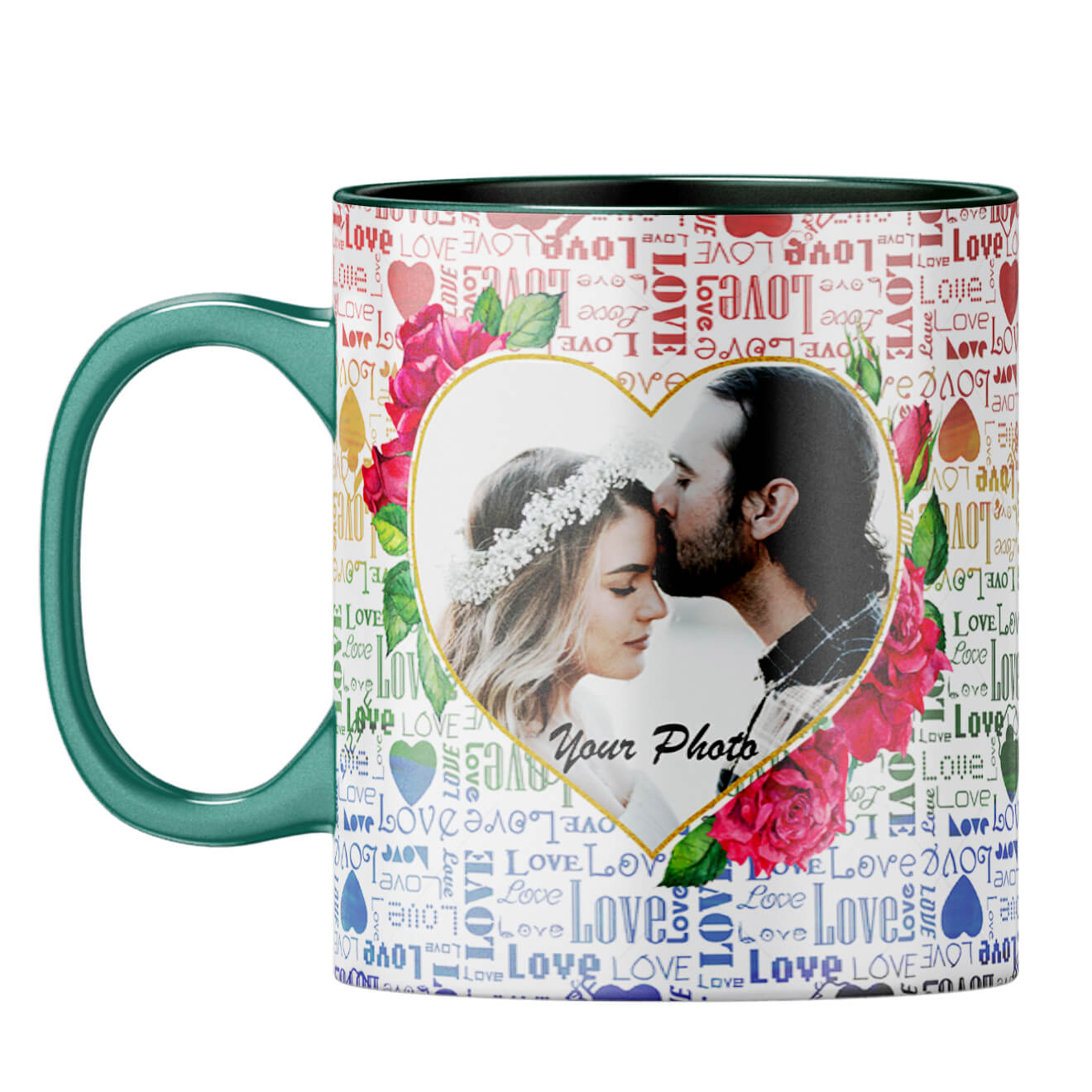 Heart Photos Coffee Mug Dark Green