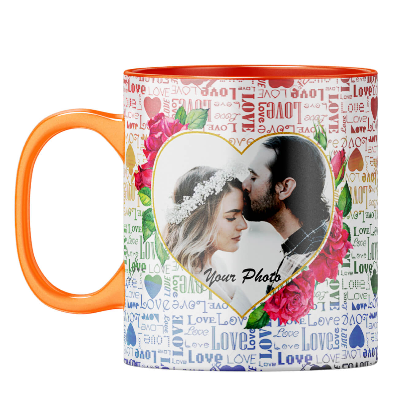 Heart Photos Coffee Mug Orange