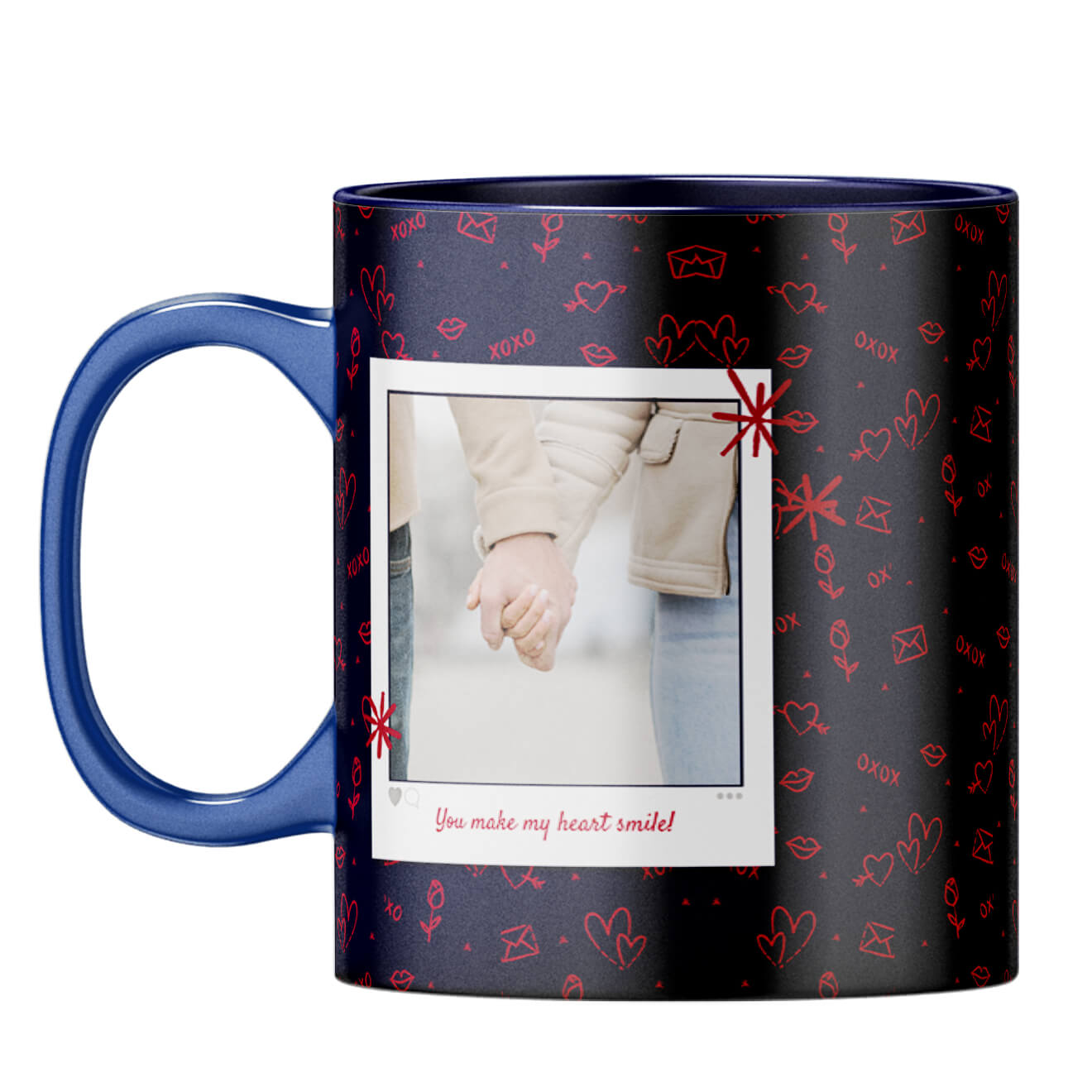 Heart Smiles Coffee Mug Dark Blue