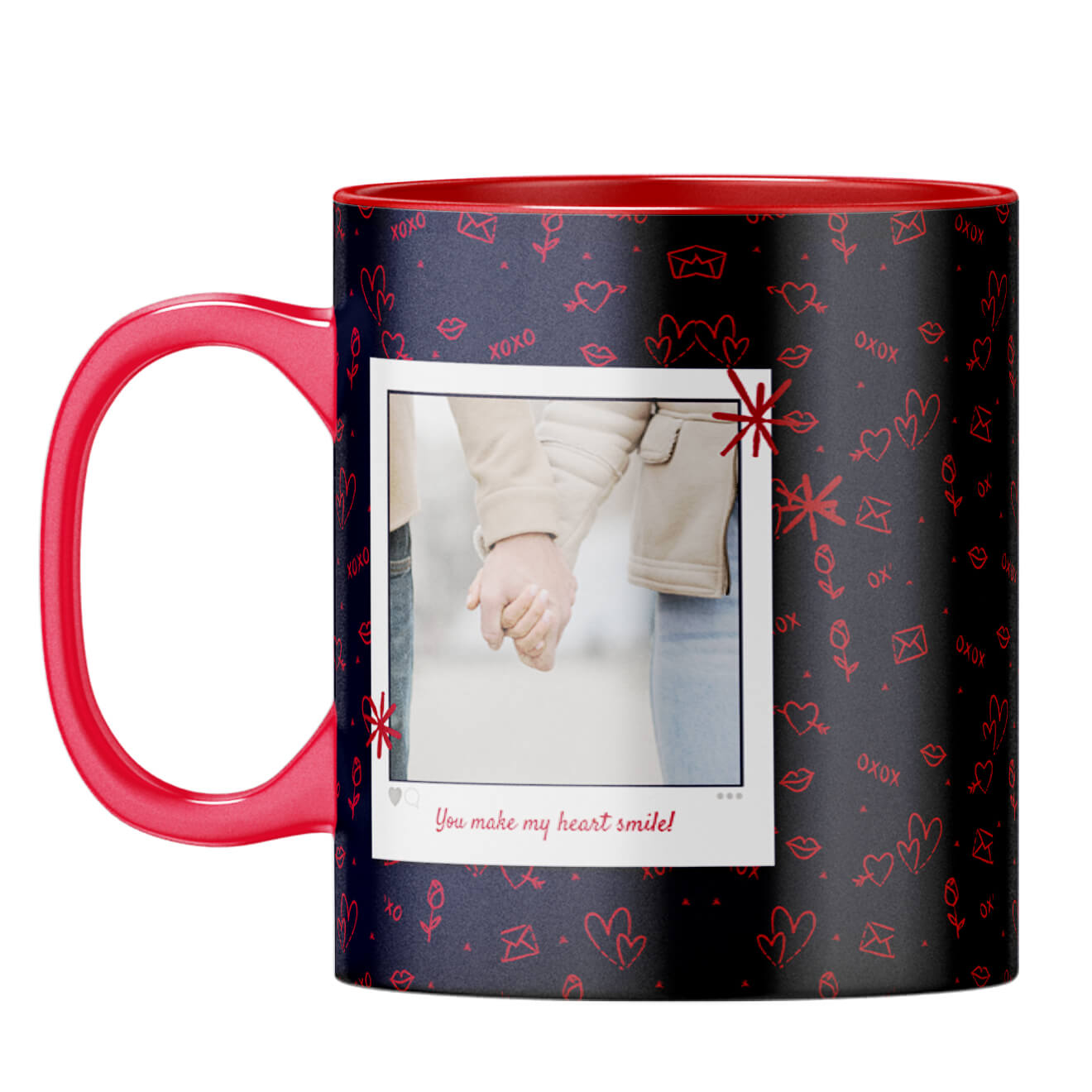 Heart Smiles Coffee Mug Red