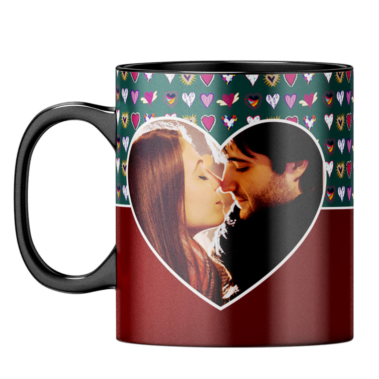 Hearts Photo Coffee Mug Black
