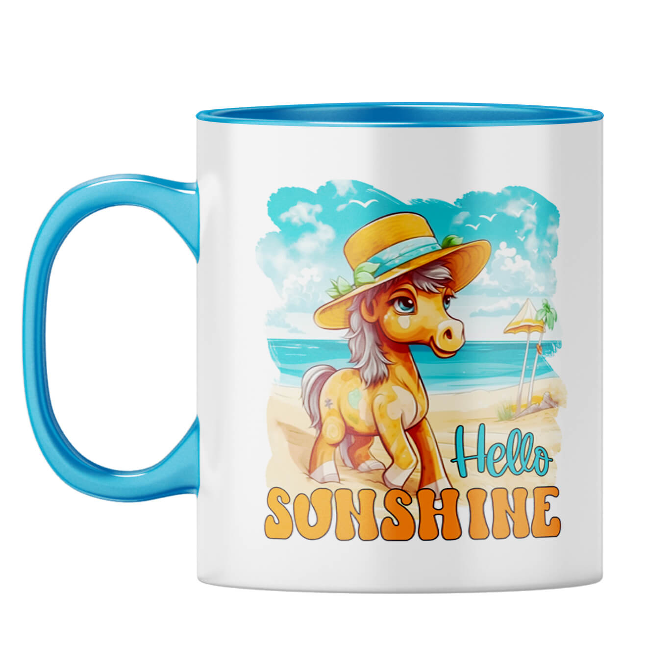 Hello Sunshine Coffee Mug Light Blue
