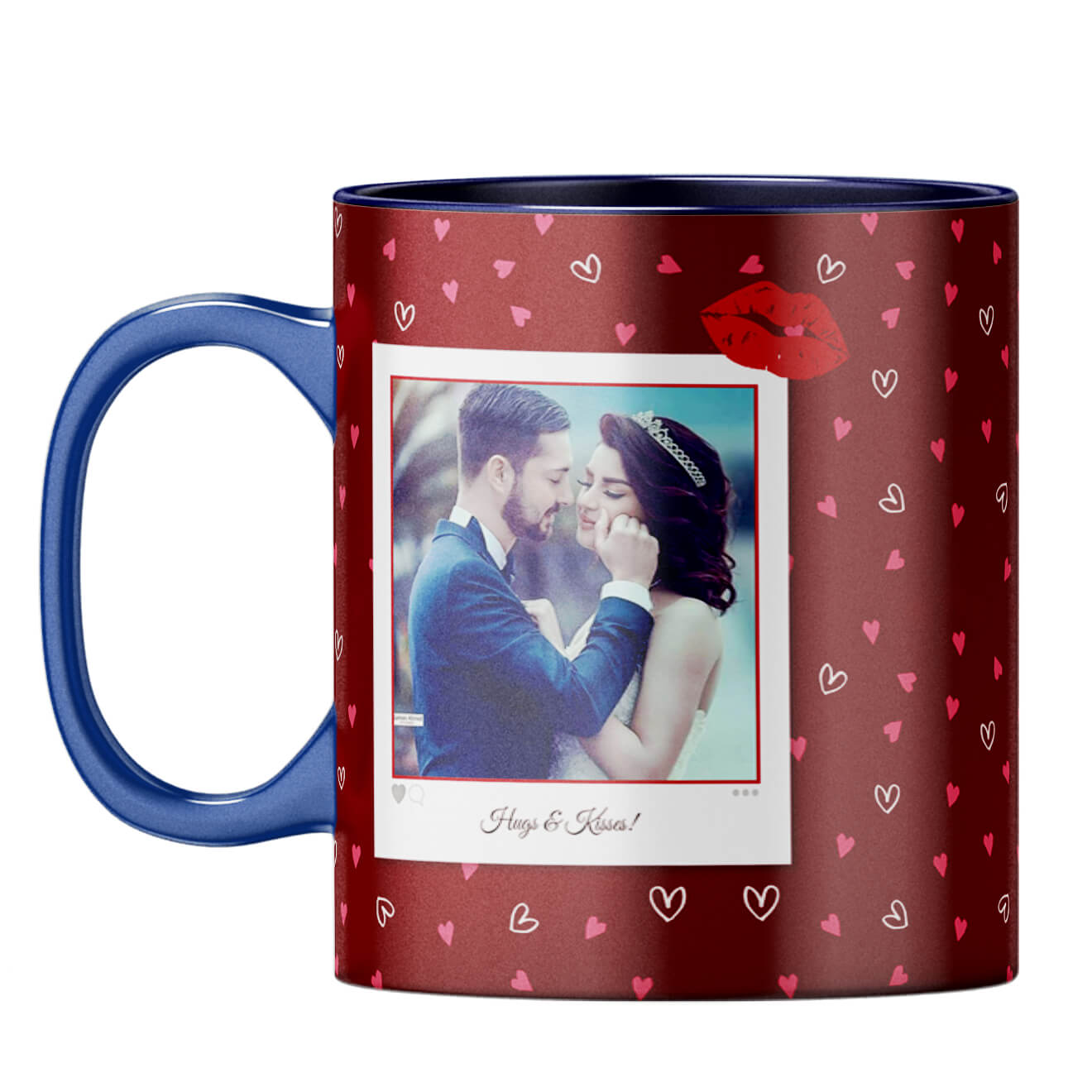 Hugs n Kisses Coffee Mug Dark Blue