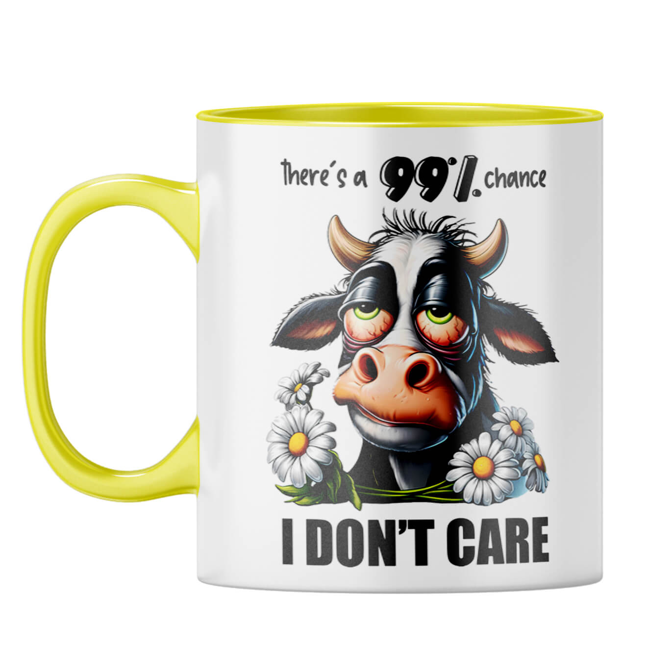 I Dont Care Coffee Mug Yellow