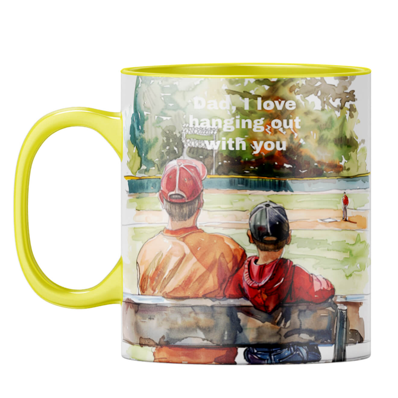 I Love Hanging Out with You Dad Coffee Mug Yellow