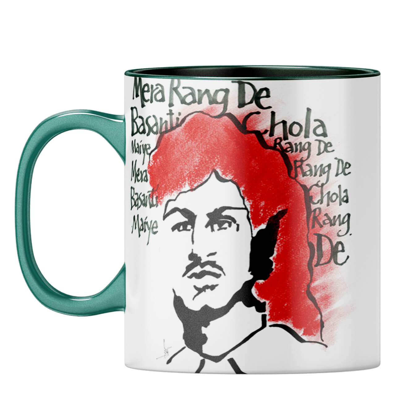Indro's Art Bhagat Singh Coffee Mug Dark Green