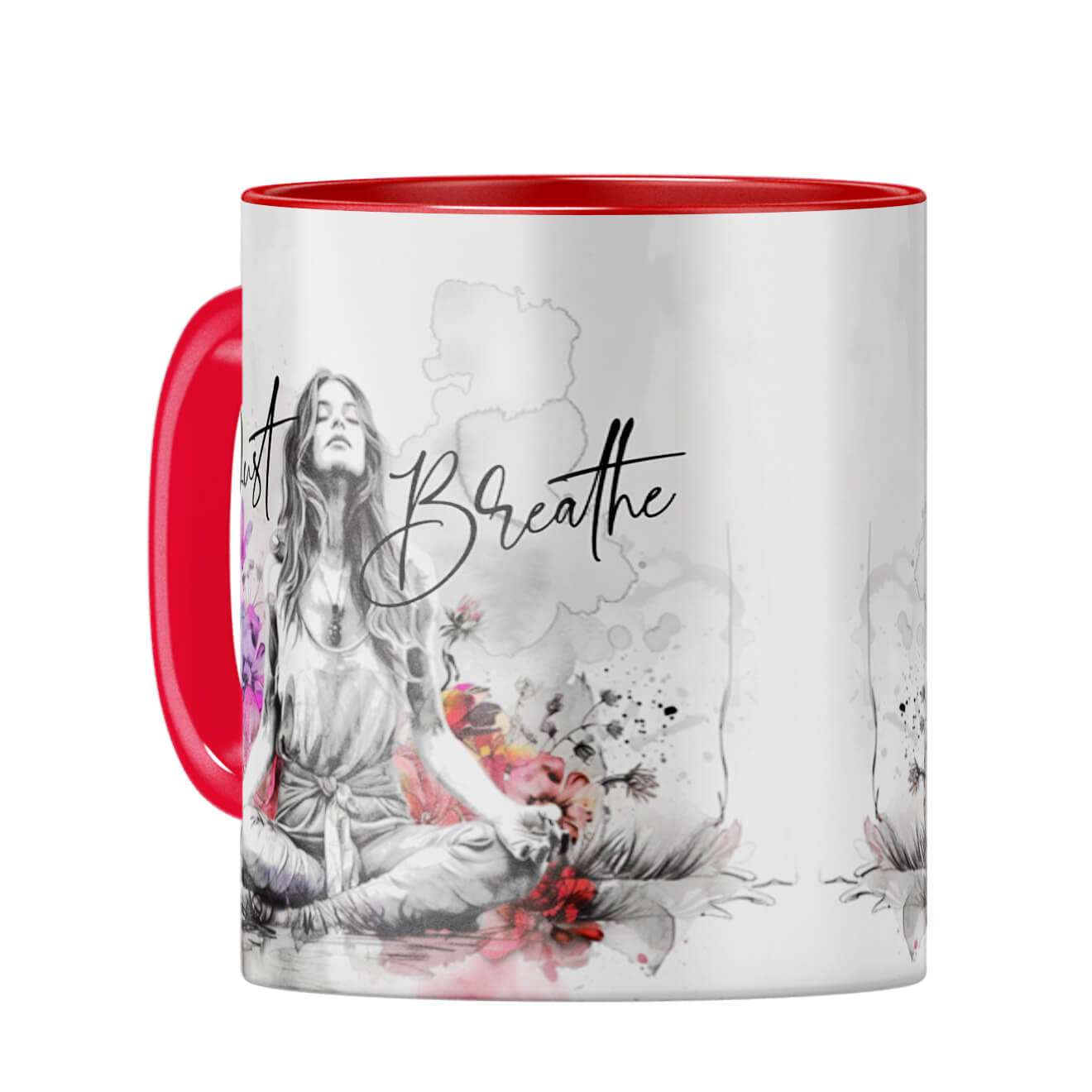 Just Breathe Coffee Mug Red