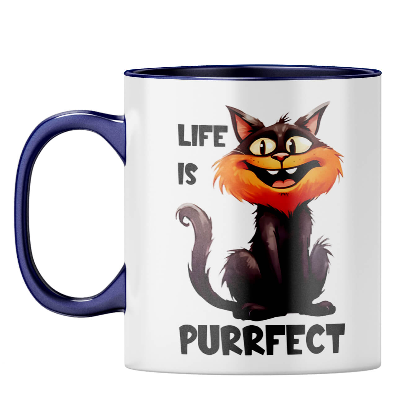 Life is Purrfect Coffee Mug Dark Blue