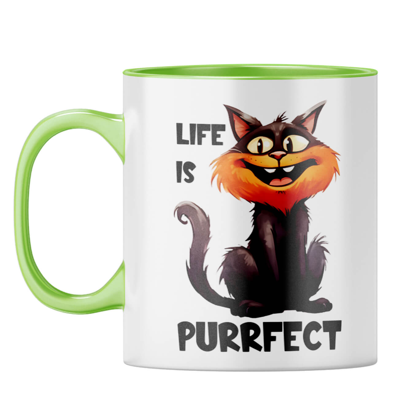 Life is Purrfect Coffee Mug Light Green