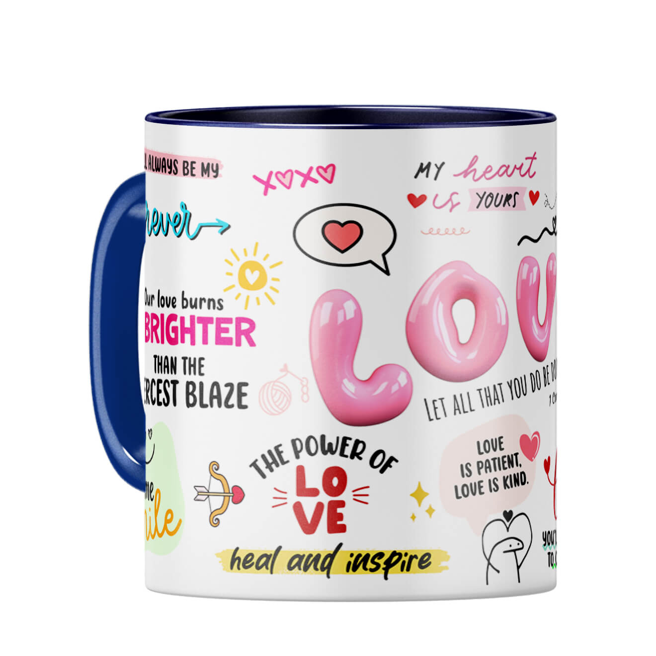 Love All Over Around Coffee Mug Dark Blue