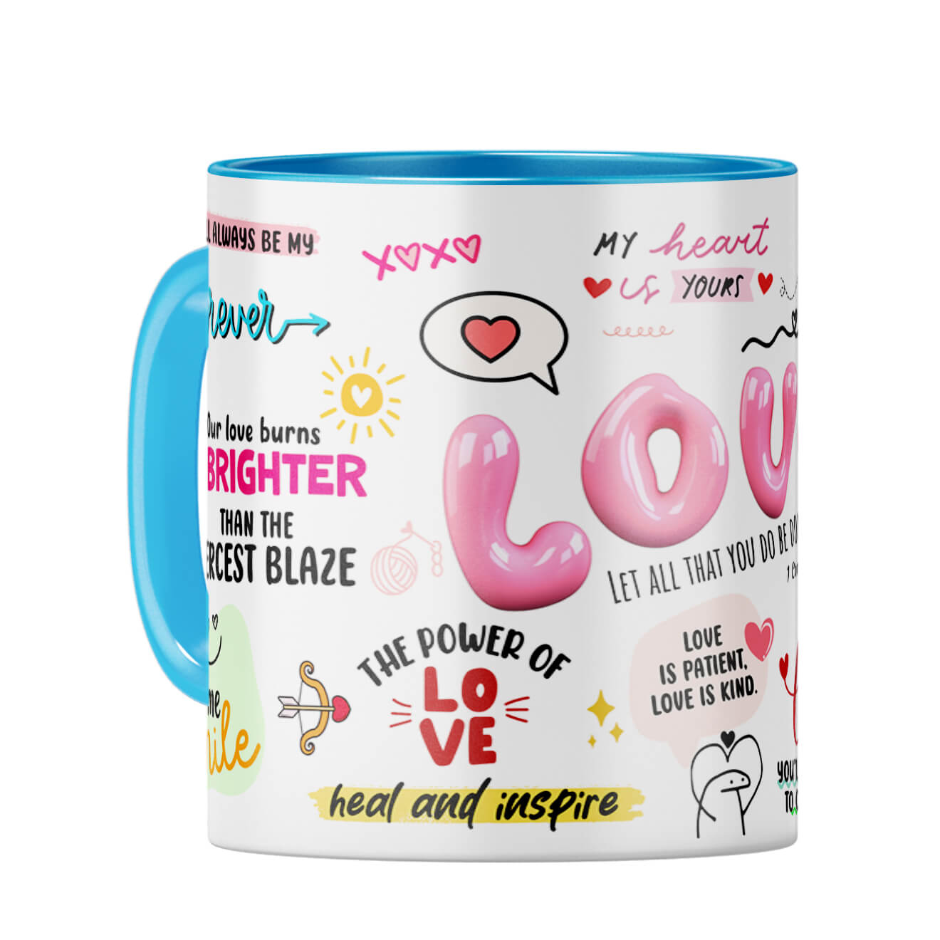 Love All Over Around Coffee Mug Light Blue