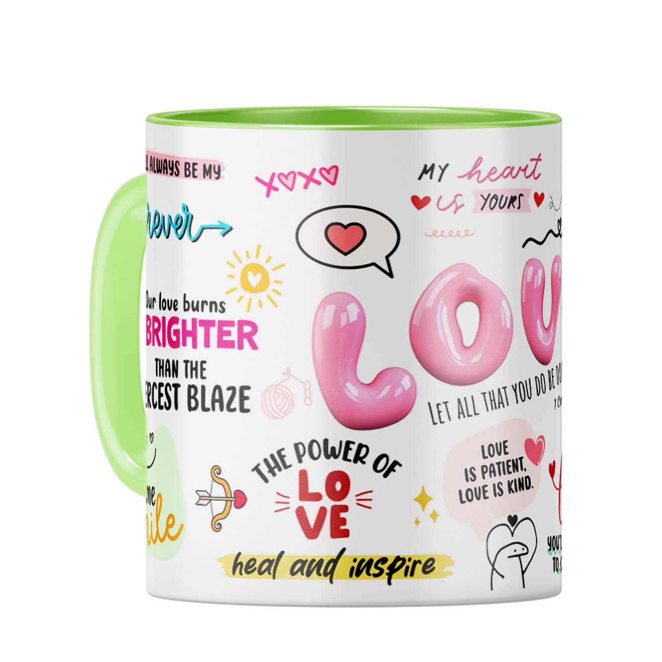 Love All Over Around Coffee Mug Light Green
