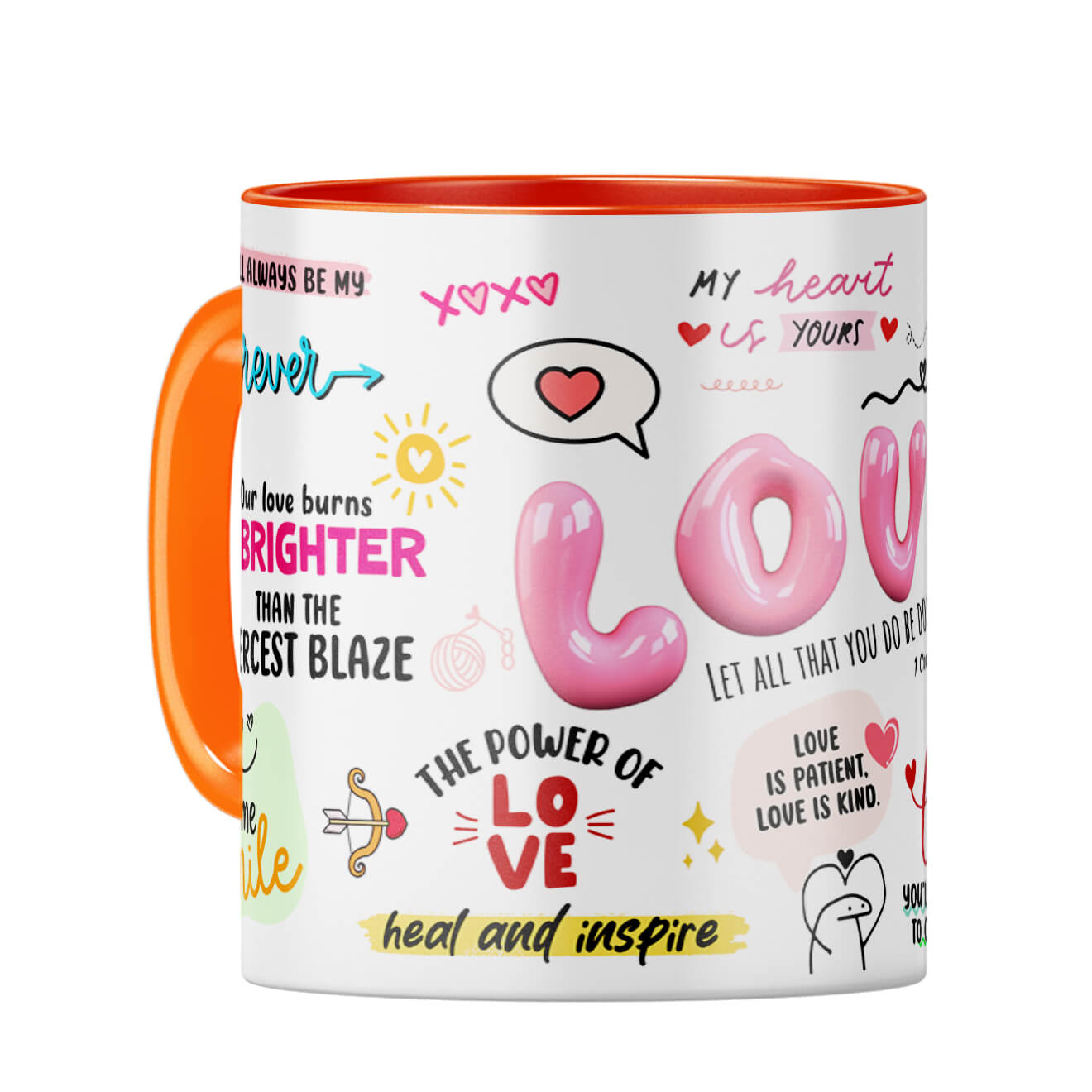 Love All Over Around Coffee Mug Orange