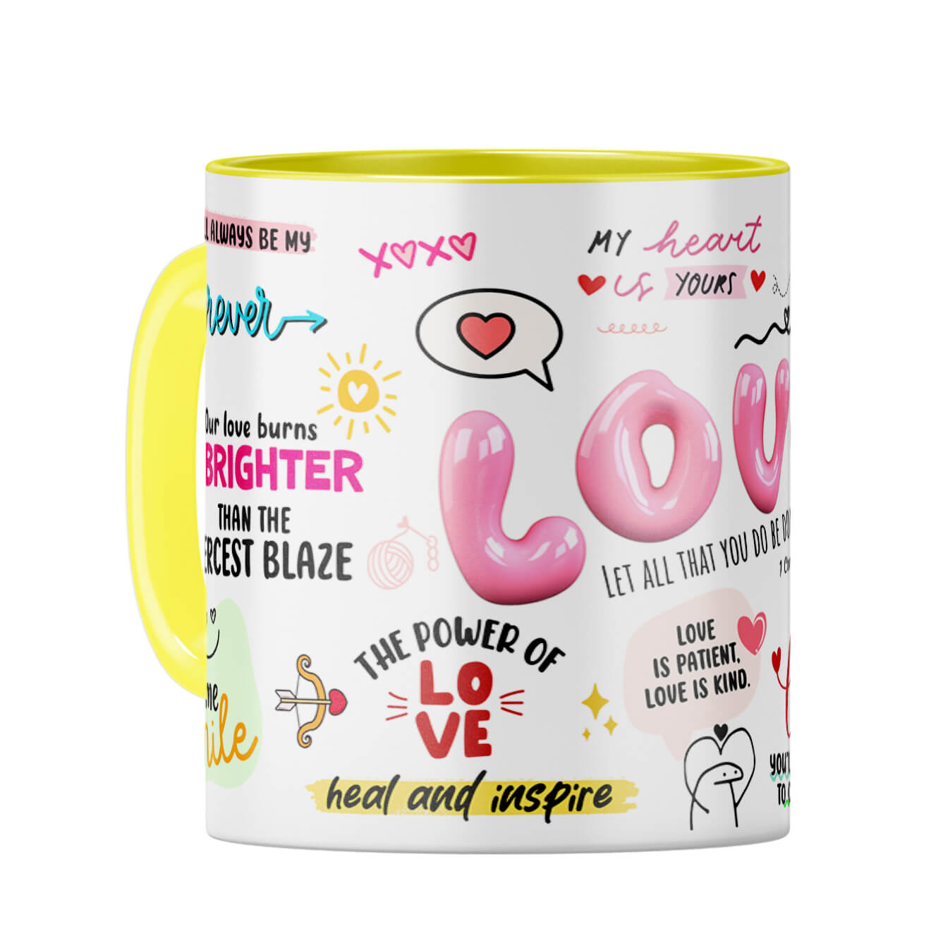 Love All Over Around Coffee Mug Yellow