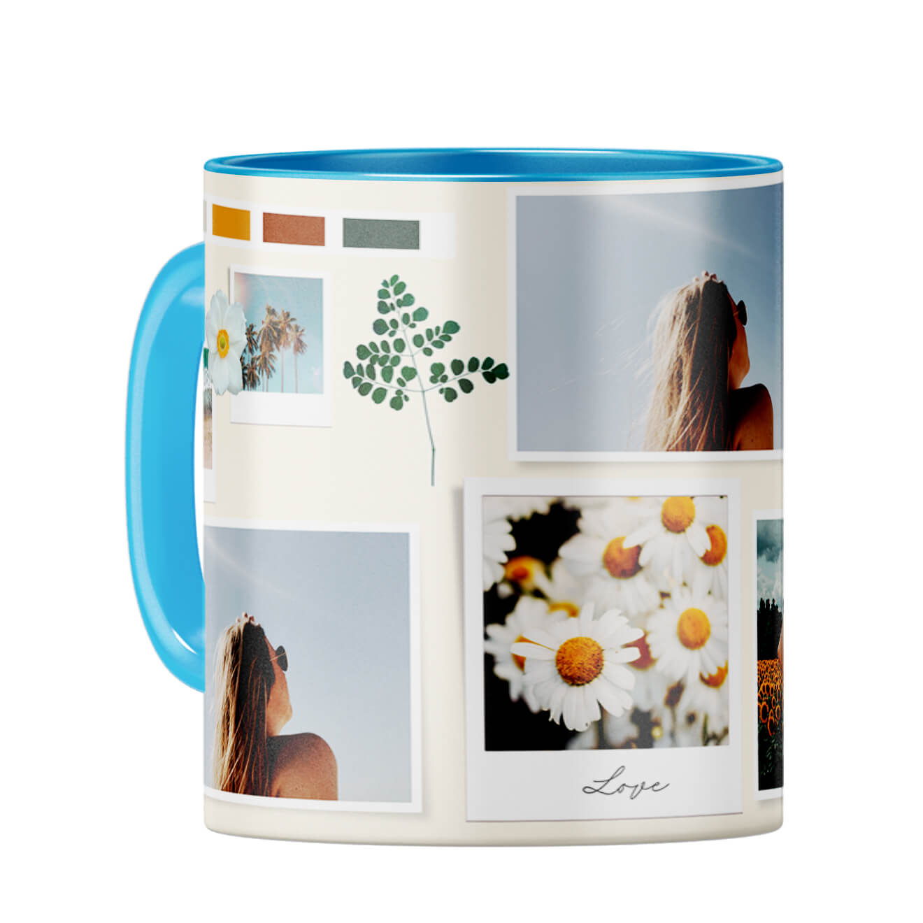 Love Photo Collage Coffee Mug Light Blue