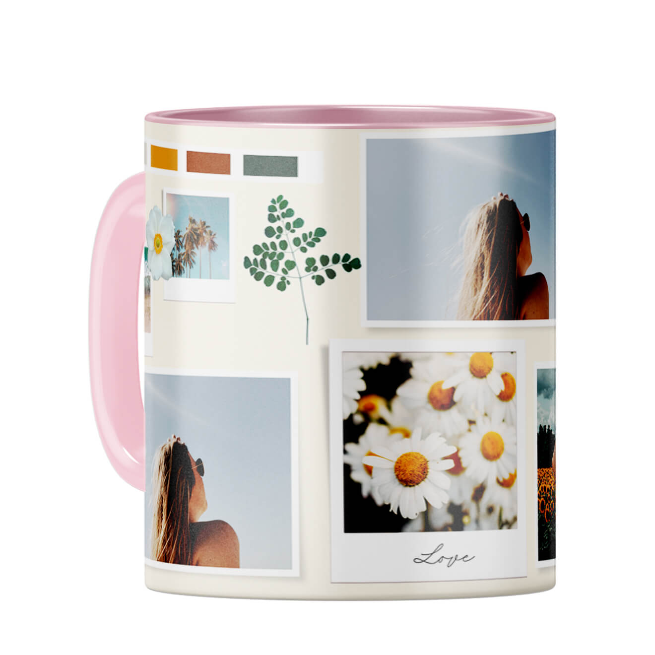Love Photo Collage Coffee Mug Pink