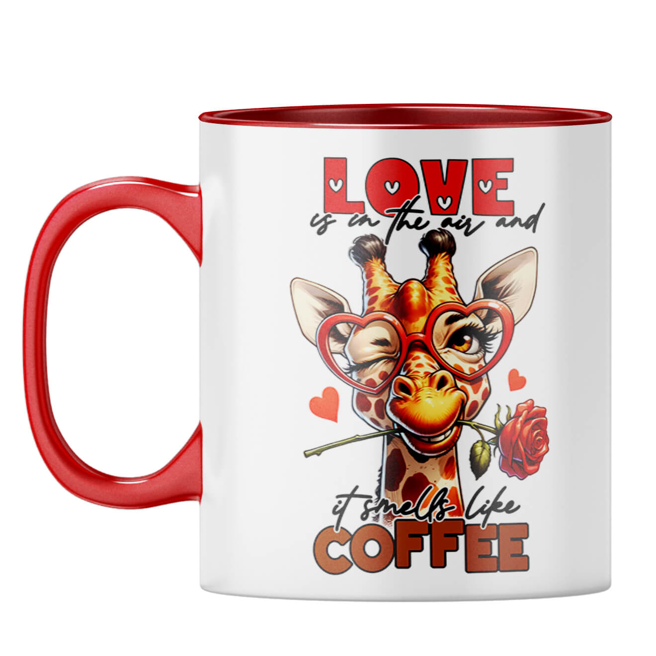 Love Smells Like Coffee Coffee Mug Red