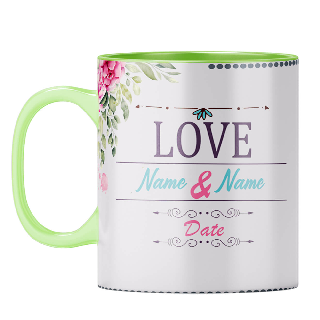 Love with Photo Coffee Mug Light Green