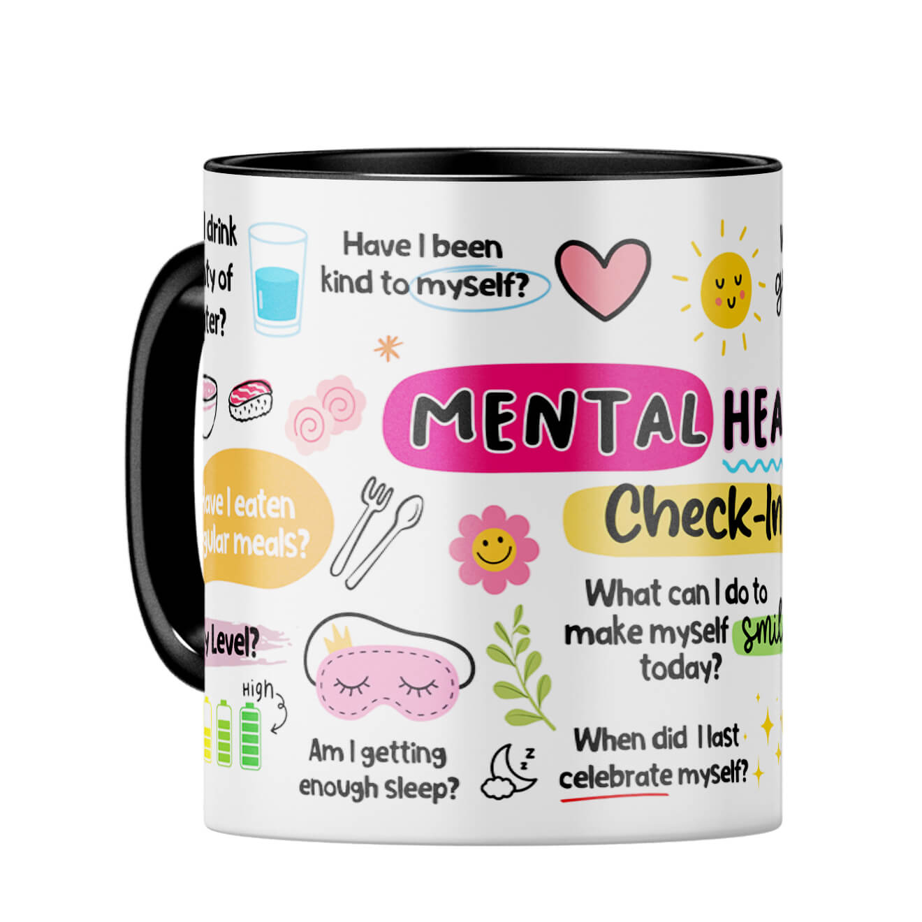 Mental Health Check In Coffee Mug Black