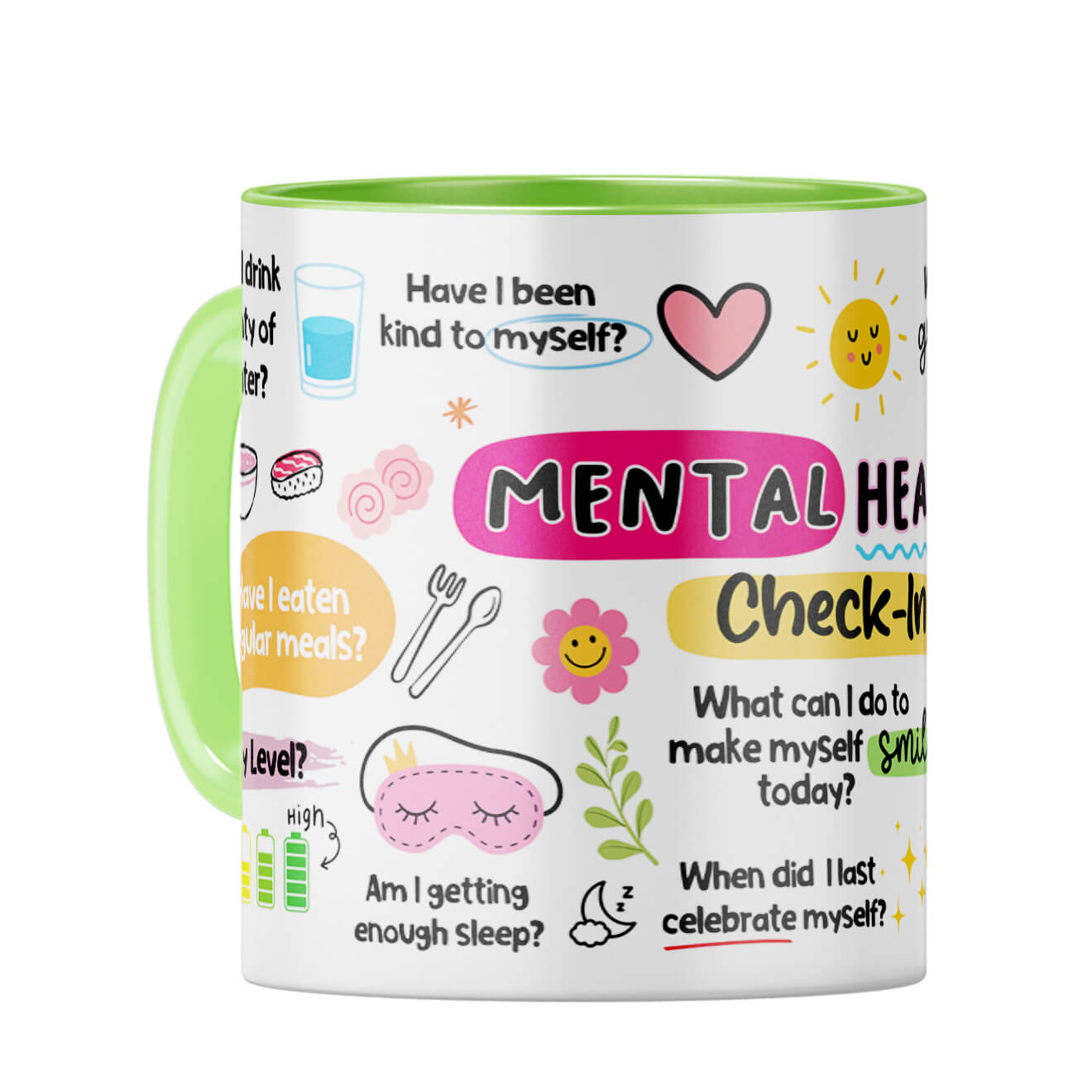 Mental Health Check In Coffee Mug Light Green