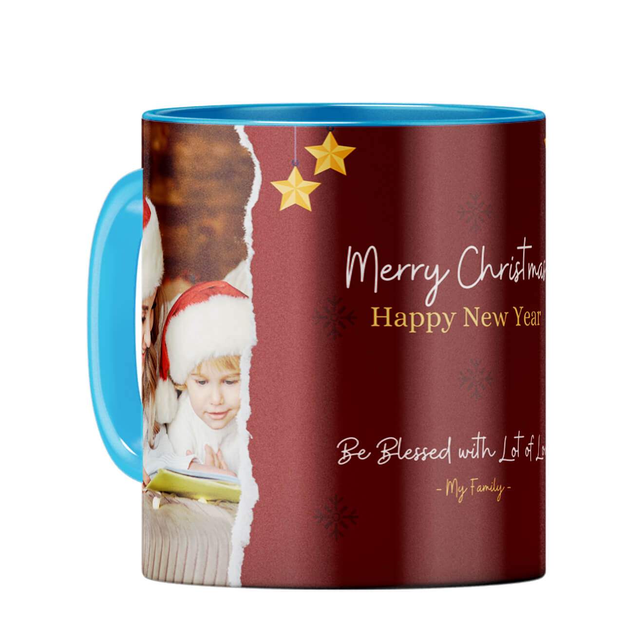 Merry Christmas and Happy New Year Coffee Mug Light Blue