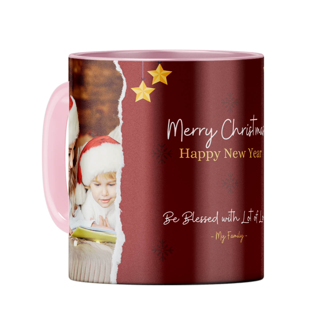 Merry Christmas and Happy New Year Coffee Mug Pink