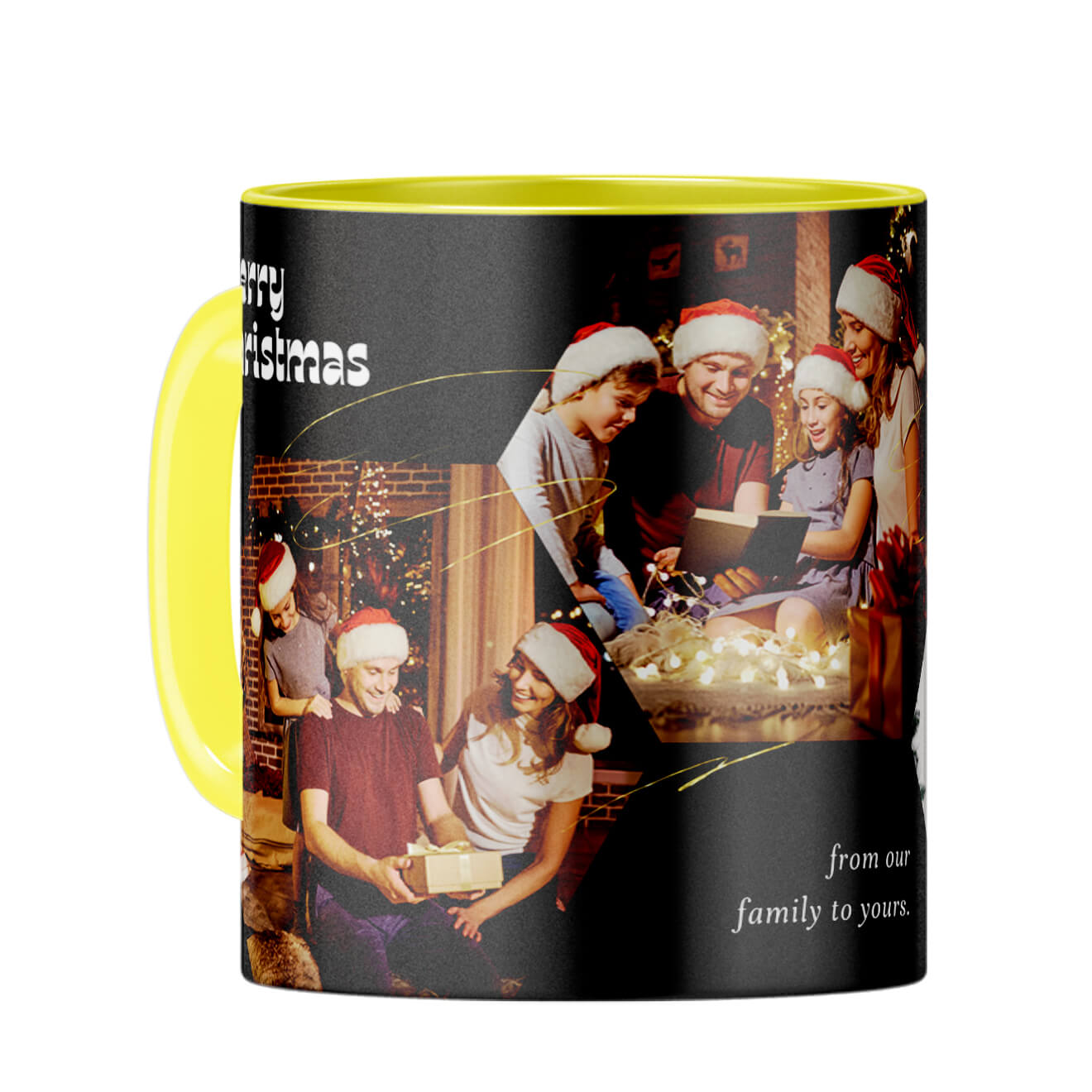 Merry Christmas from our family to yours Coffee Mug Yellow