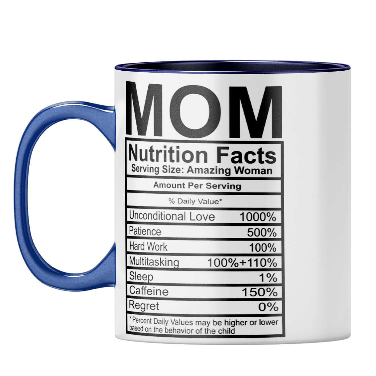 Mom Nutritional Fact Coffee Mug Dark Blue