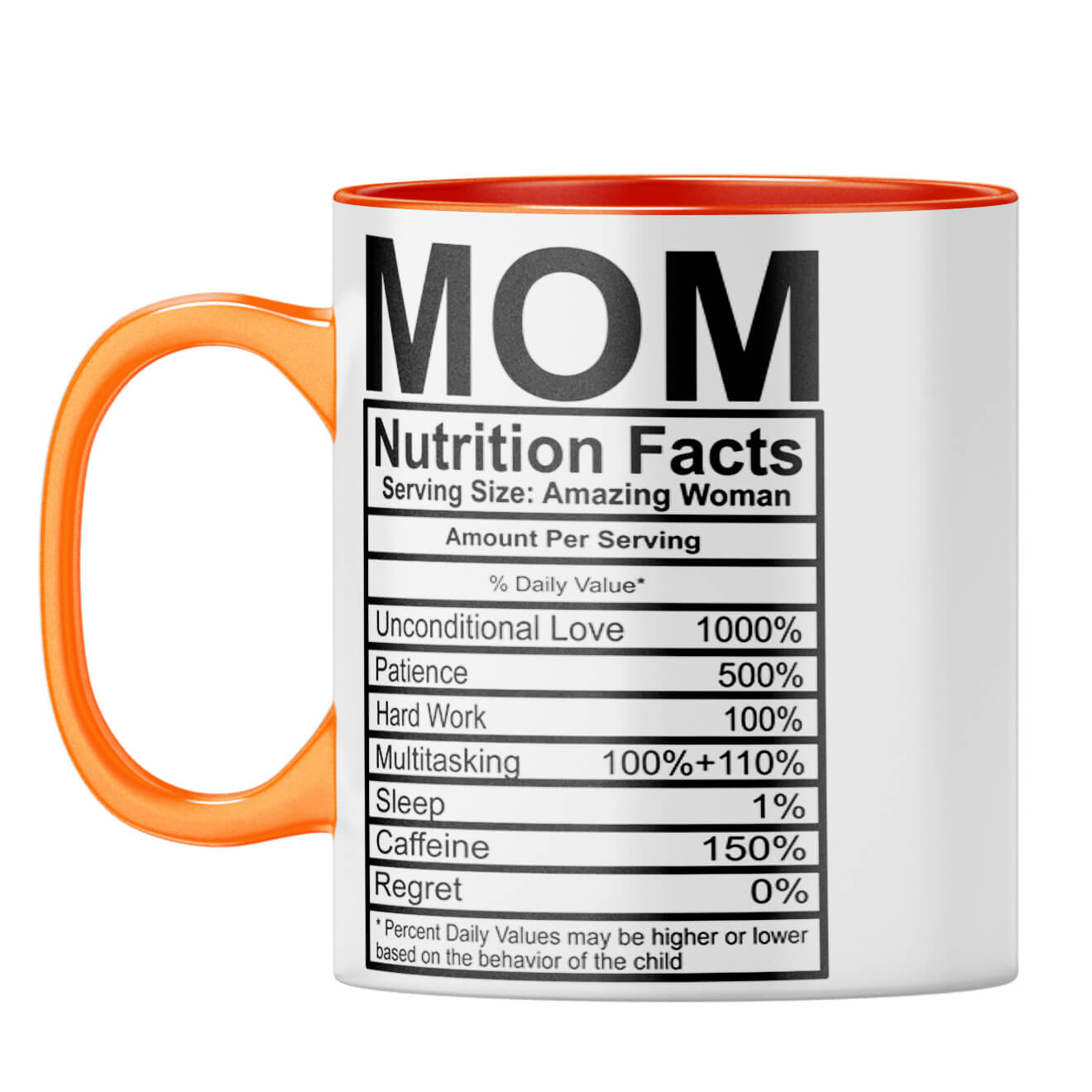 Mom Nutritional Fact Coffee Mug Orange