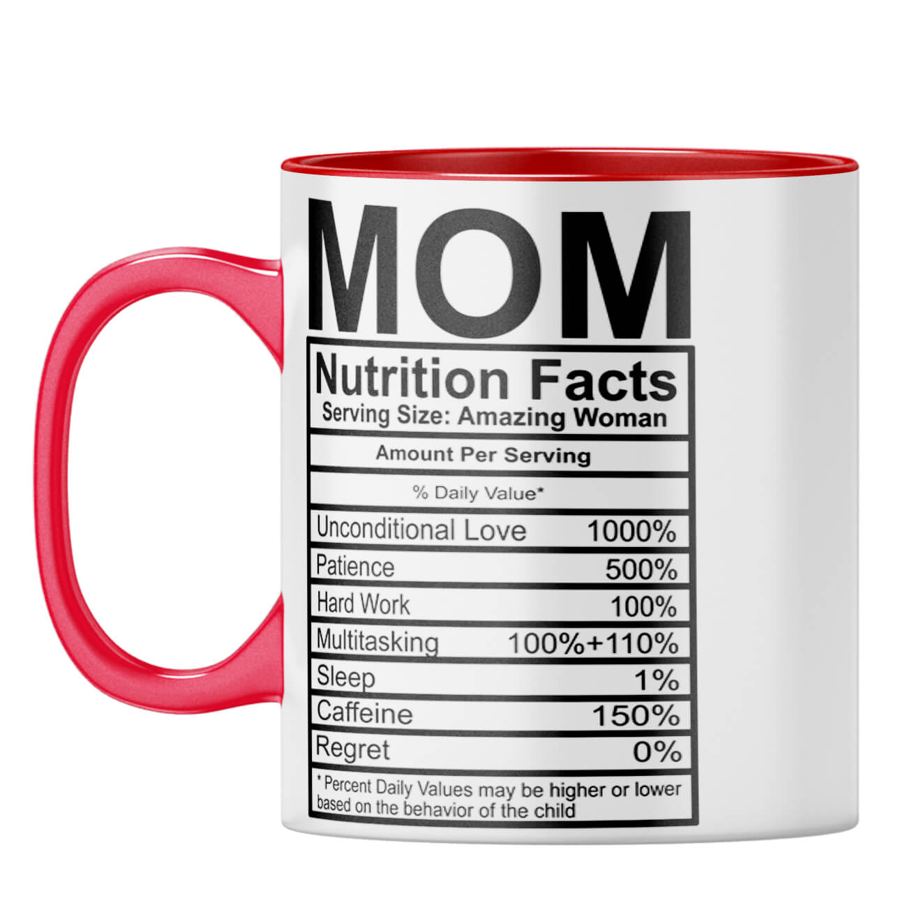 Mom Nutritional Fact Coffee Mug Red