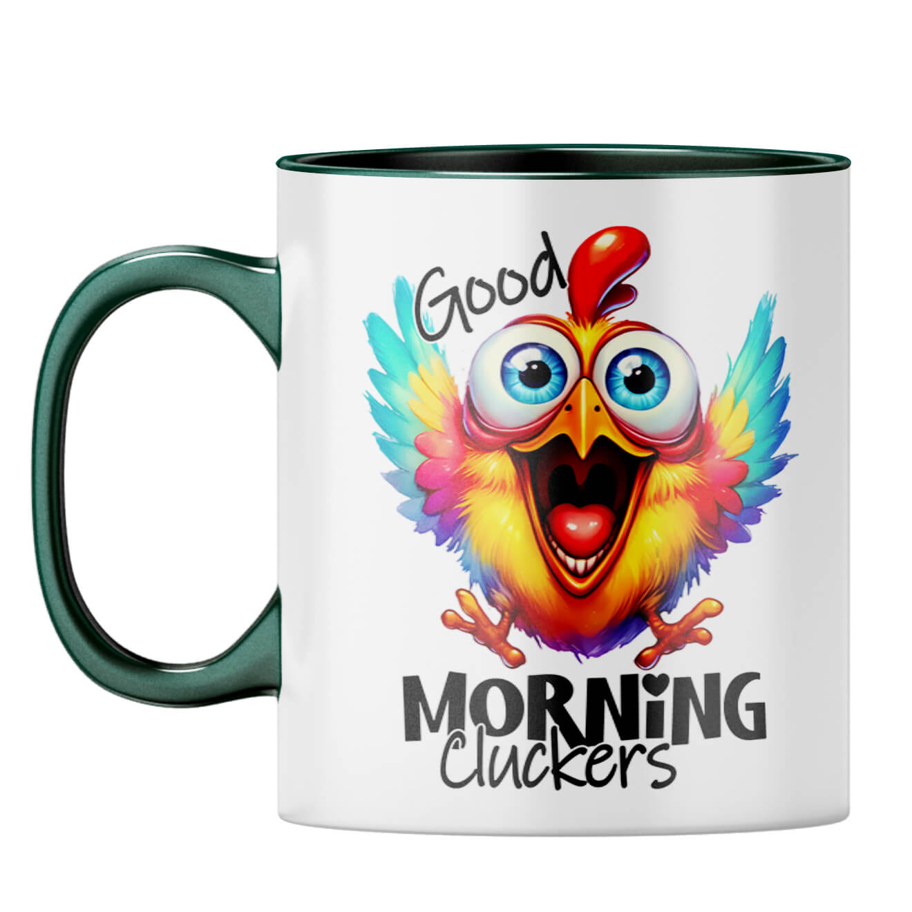 Morning Cluckers Coffee Mug Dark Green