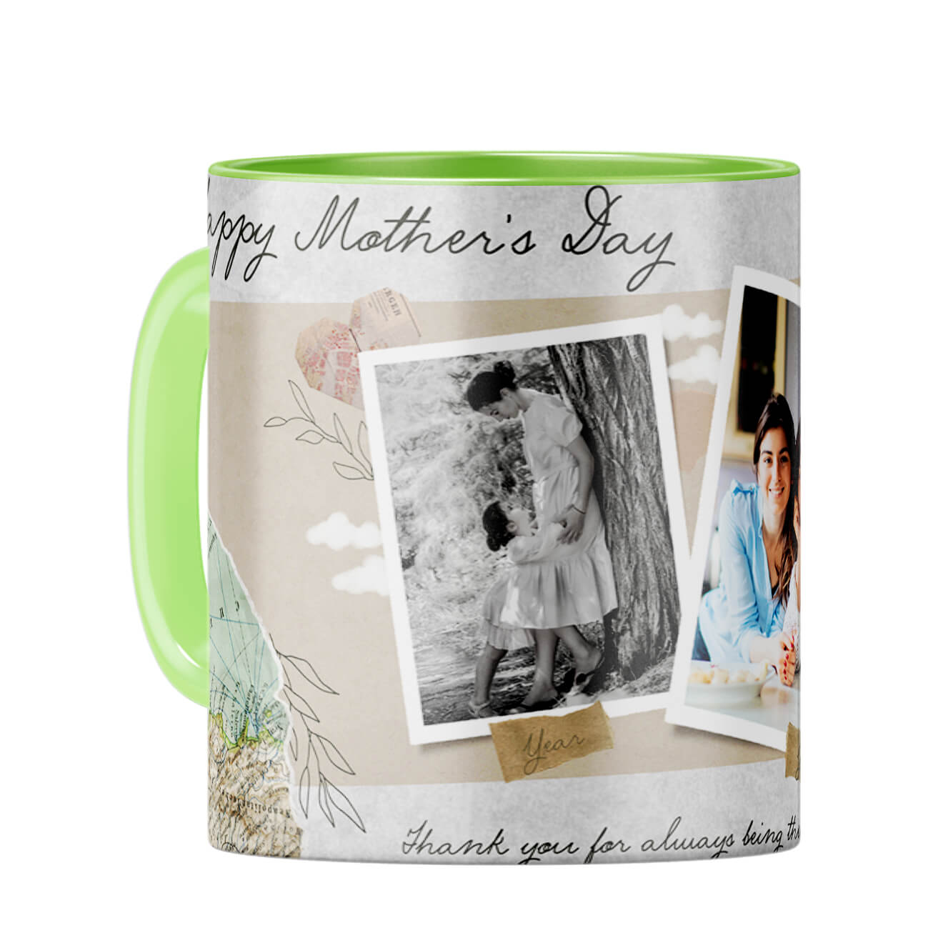 Mothers Day Then and Now Coffee Mug Light Green