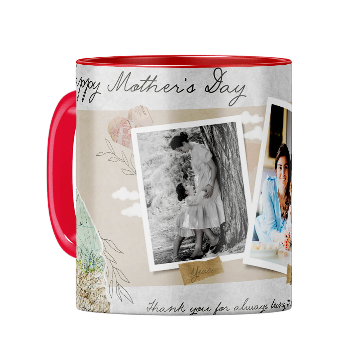 Mothers Day Then and Now Coffee Mug Red