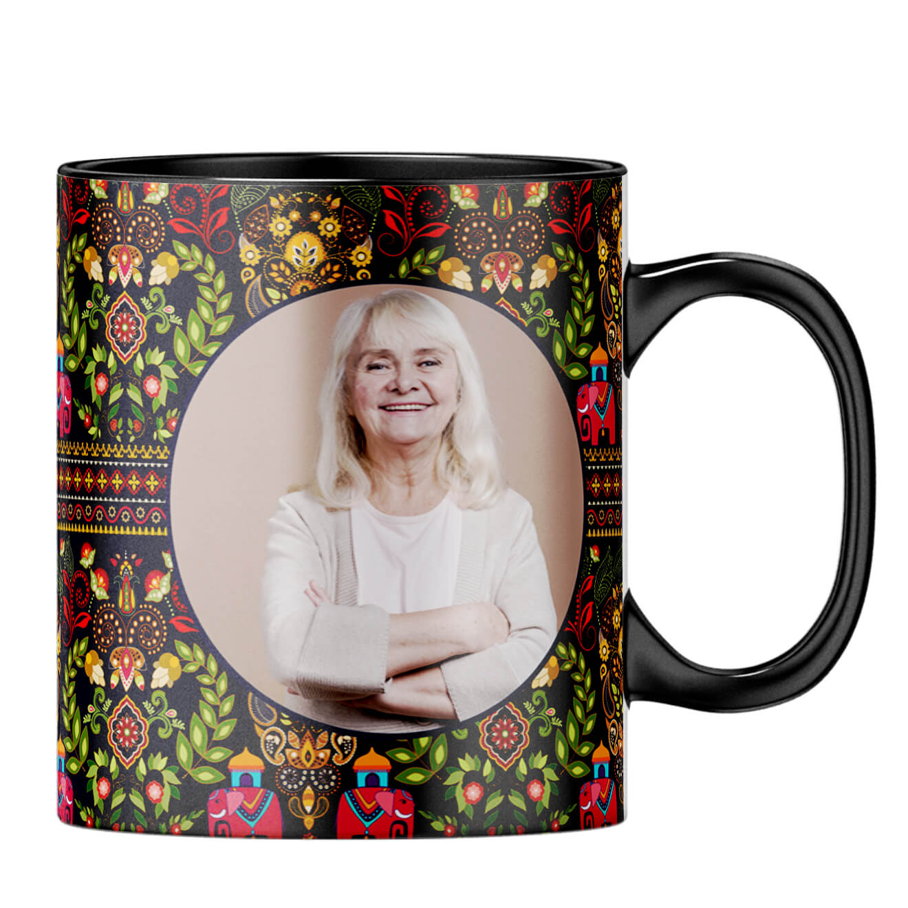 Mughal Pattern Photo Coffee MugB-Black