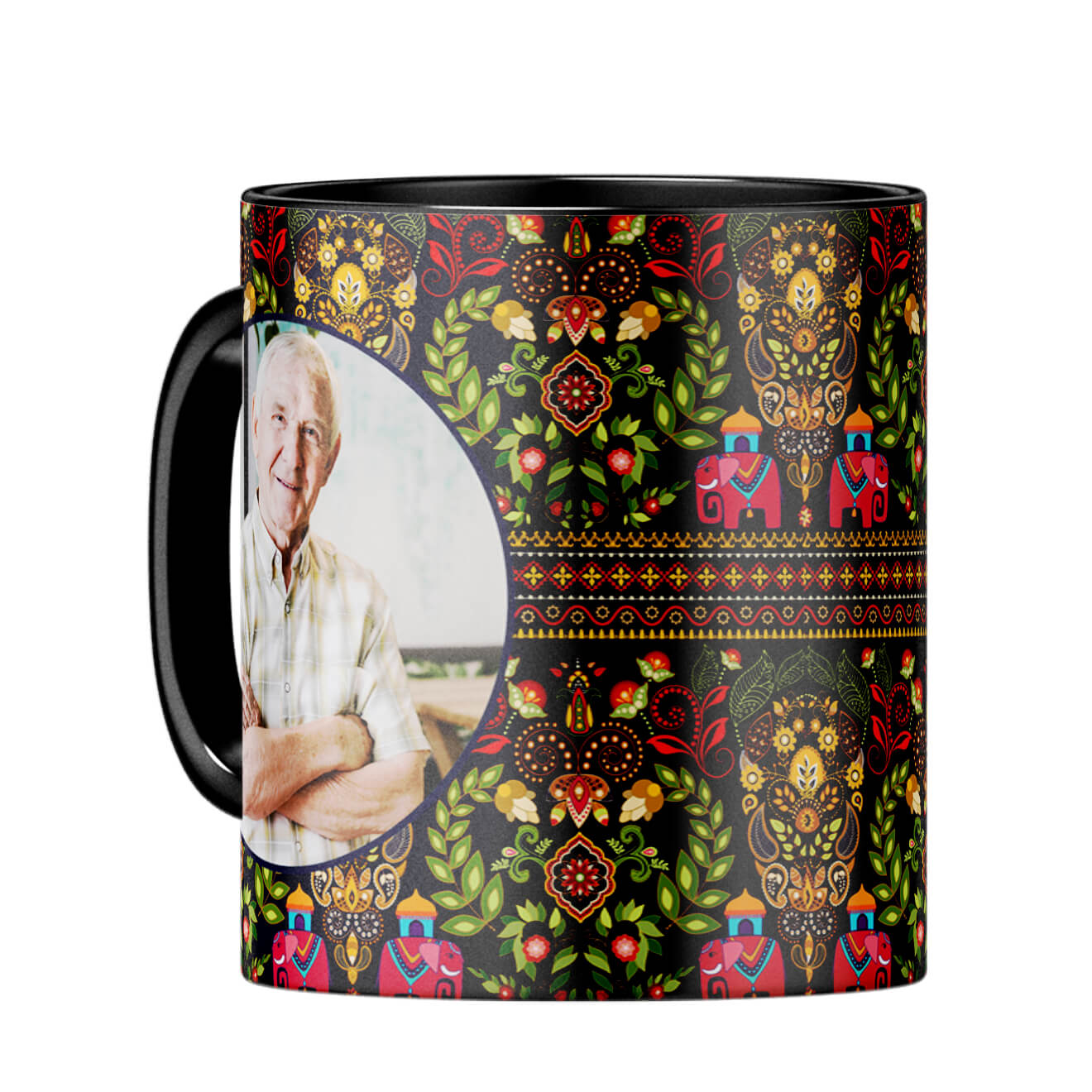 Mughal Pattern Photo Coffee MugC-Black
